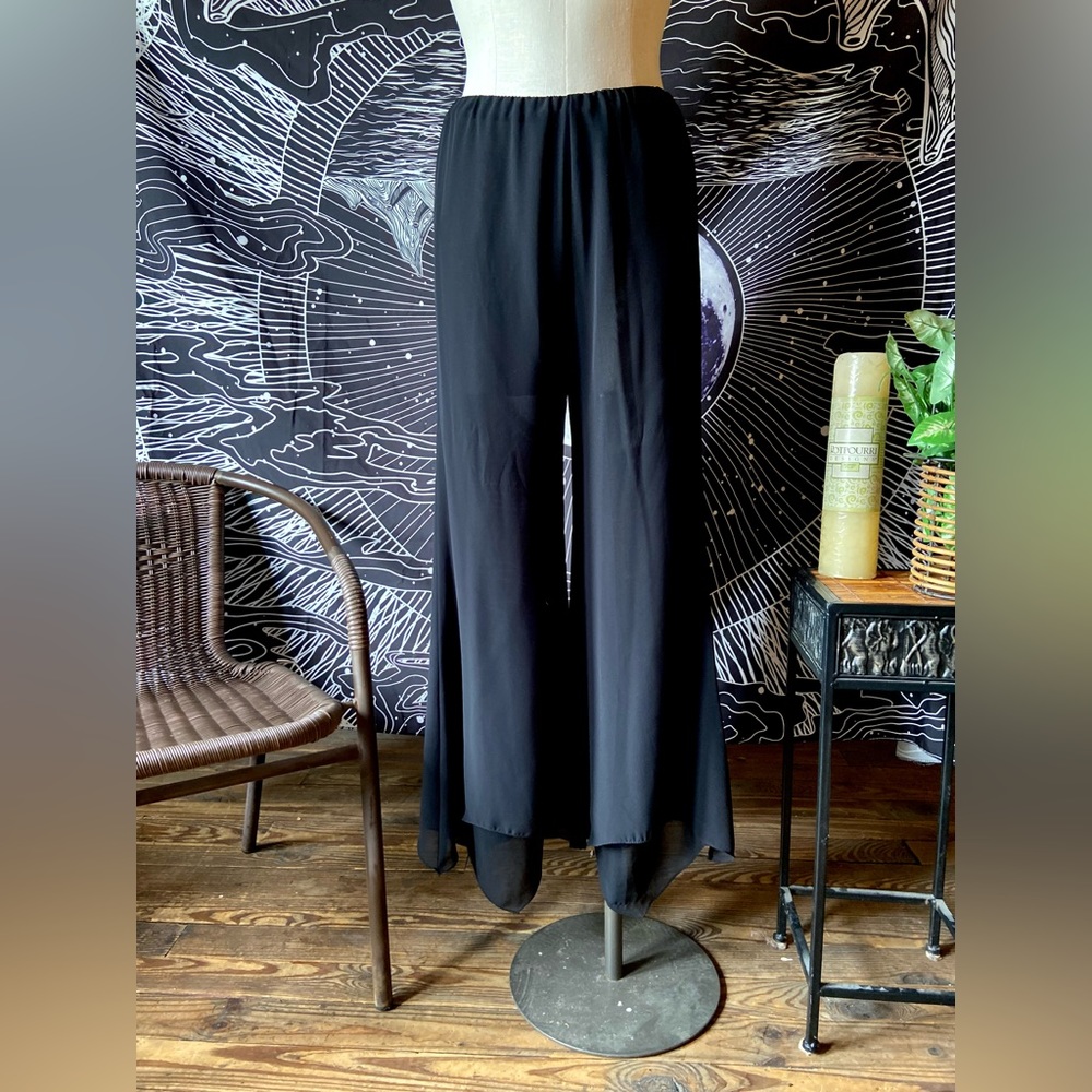Black Sheer Cottage core Whimsical Pants